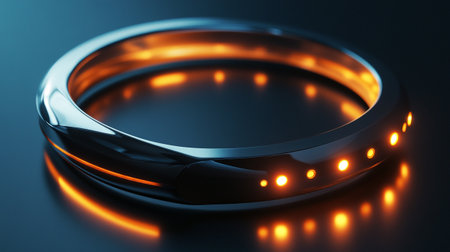 Wedding ring with led strip. 3d render illustration.の写真素材