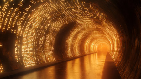 Abstract background of tunnel with glowing lights. 3d render illustration.