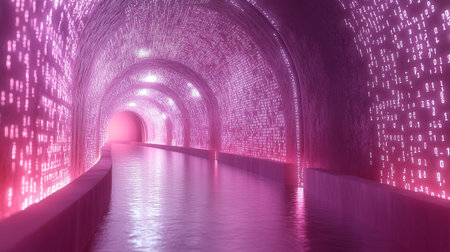 Binary code tunnel, computer generated abstract background, 3D rendering