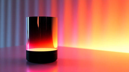 3d rendering of a cylindrical lamp on a colorful background