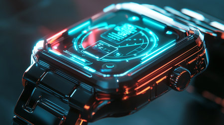 Futuristic Smart Watch. 3d Rendering. Toned.