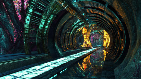 3d rendering of abstract technology concept background. Sci-fi tunnelの写真素材