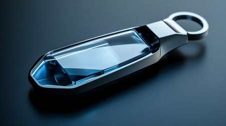 Close up of a blue car key on black background. 3D renderingの写真素材