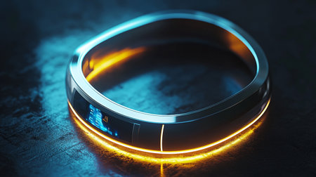 Wristwatch with led light on dark background. 3d renderingの写真素材