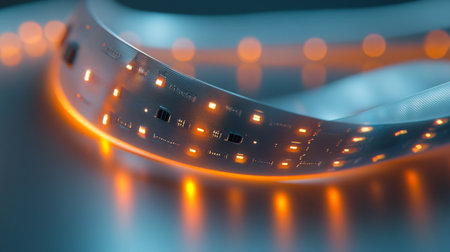 LED strip on a dark background. Close-up. 3d rendering