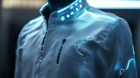 Futuristic mannequin with blue neon light, 3d renderingの写真素材