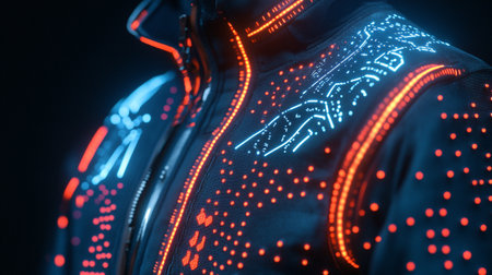 Futuristic robot with glowing neon lights. 3d rendering.の写真素材