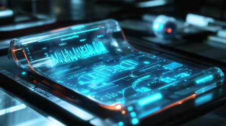 Futuristic hologram on a smartphone screen. 3d renderingの写真素材