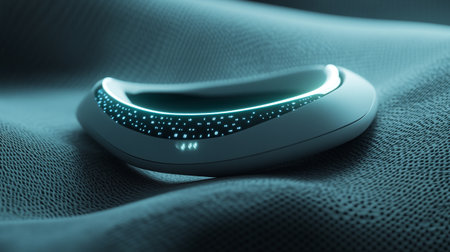 Wireless device with blue lights on a blue background. 3d renderingの写真素材