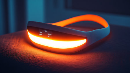 A closeup shot of a wireless router with a blue light inside