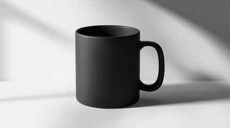 Black coffee mug mockup on a white background. 3d renderingの写真素材