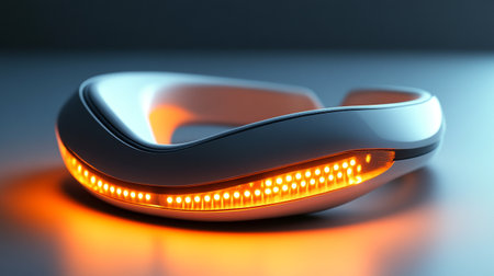 3d illustration of computer mouse with led light. Technology concept.