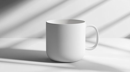 White mug mockup on white background. 3d render illustration.の写真素材