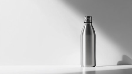 Mockup of a silver water bottle on a white background. 3d renderingの写真素材