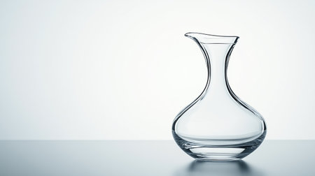 Empty glass decanter on a white background with copy space.の写真素材