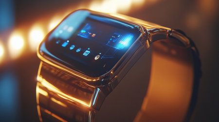 Smart watch on a black background. Close-up. 3d rendering.の写真素材