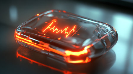 3D Illustration of a Smart Watch with a Heartbeat Sign
