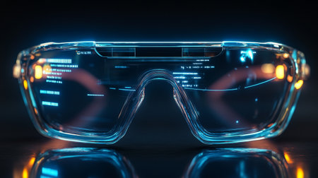 3d illustration of virtual reality glasses on a dark background. 3d renderingの写真素材