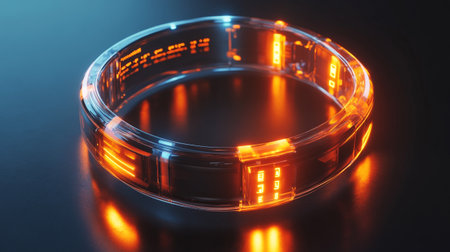 3d render of led strip. Glowing LED strip on black background.