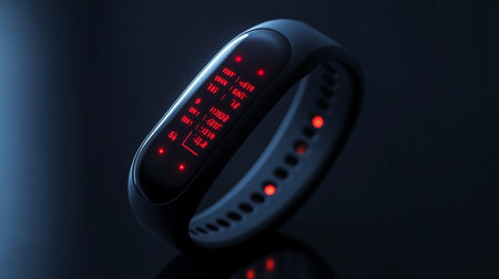 Fitness tracker on black background. 3D rendering. Computer digital drawing.