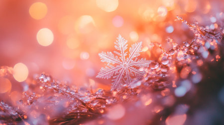 Christmas background with snowflakes on bokeh defocused lightsの写真素材