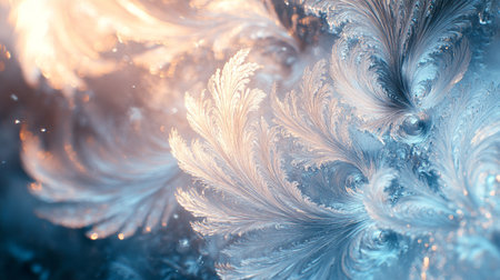 Frosty patterns on glass as an abstract background. 3D renderingの写真素材