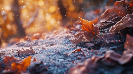 Fallen leaves on the ground in the autumn forest. Selective focus.