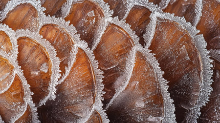 Frosted pine cones close-up. Winter background. Macro