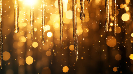 Icicles hanging from the roof of the house. Winter backgroundの写真素材