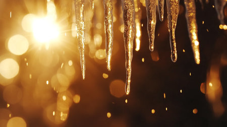 Icicles on the roof of the house as a background.の写真素材
