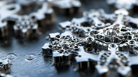 Close-up of metal gears and cogwheels. Macro shotの写真素材