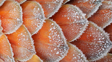 Frost on the pine cone close-up. Macro image.の写真素材