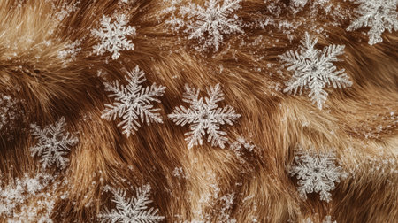 Fur coat with snowflakes as a background, closeup