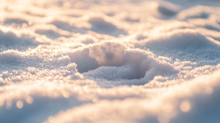 Close-up of a hole in the snow. Winter background.