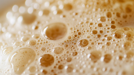 Coffee foam bubbles close-up macro photography, selective focusの写真素材