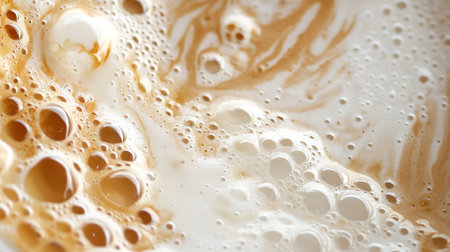 Coffee foam on white background. Close up. Macro.の写真素材