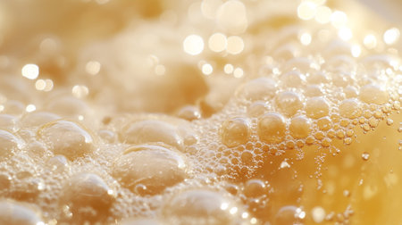 Close-up of bubbles in a beer. Shallow depth of field.の写真素材