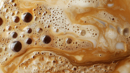 Coffee foam with bubbles as background, top view. Closeupの写真素材