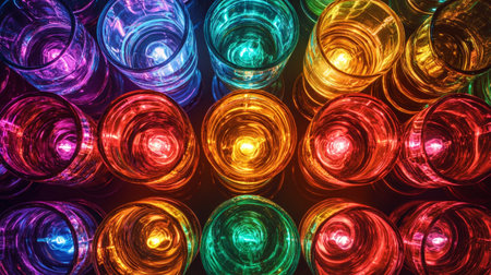 Glowing multicolored glasses. Abstract background for creative design.の写真素材