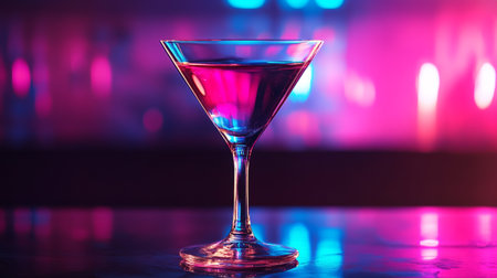 Colorful cocktail on the bar counter in a nightclub, close-upの写真素材