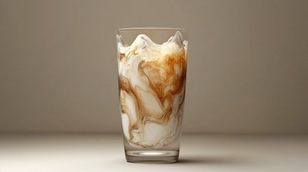 Glass of coffee with milk on a gray background. 3d rendering