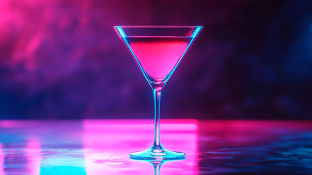 Cocktail in a martini glass on a blue background.