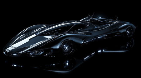 3D rendering of a brand-less generic concept car in studio environmentの写真素材