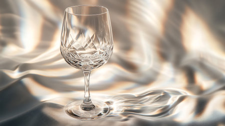 Empty wine glass on a silver background. 3d rendering, toned imageの写真素材