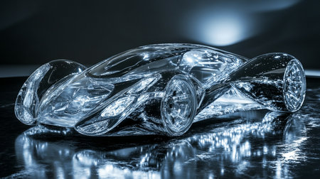 glass car on the table, closeup of photo with soft focus