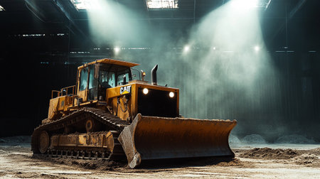 Bulldozer on a construction site. Heavy construction equipment. Industrial backgroundの写真素材