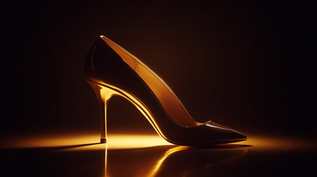 High heel women shoe on black background. 3d render illustration.の写真素材
