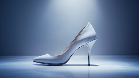 High heel shoe on blue background. 3d rendering. Mock upの写真素材