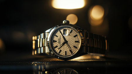 Wrist watch on a dark background. Close-up. Selective focus.
