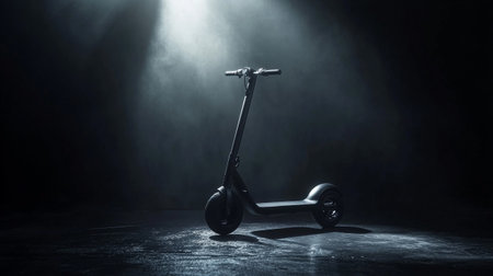 Electric scooter in dark room with foggy background. 3d renderingの写真素材